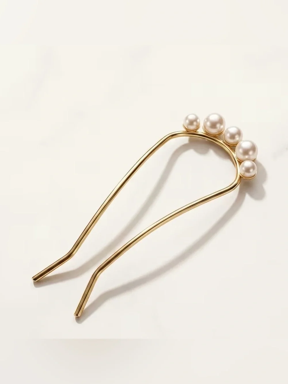 Pearl Accent Gold Hair Stick